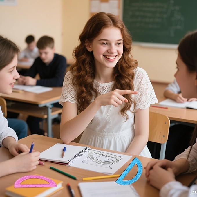 Plastic Protractor Math Protractors 180 Degrees for Geometry Classroom Student School Office Supplies, 6 Inch, Pack of 2 (Red)