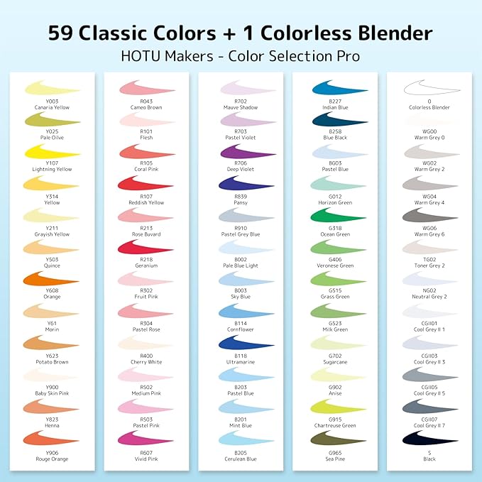 HOTU Alcohol Markers Brush Tip and Chisel Tip:60-Color Double Tipped Art Marker Set for Artist Adults Cozy Coloring books-with Seamless Blending- Brush and Chisel Dual Tips- CPC Certificated