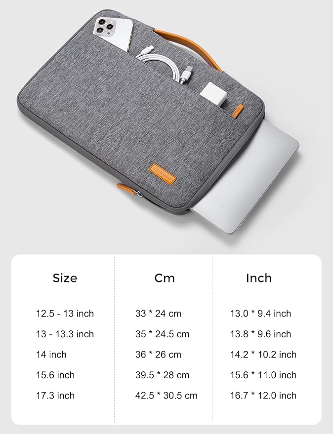 DOMISO 15.6 inch Laptop Case Sleeve Protective Cover Compatible with 16 inch MacBook Pro M4 M3 M2/Pro Max,15.6-16 inch HP Dell ASUS Lenovo Chromebook,Waterproof Computer Cases Bag with Handle,Grey