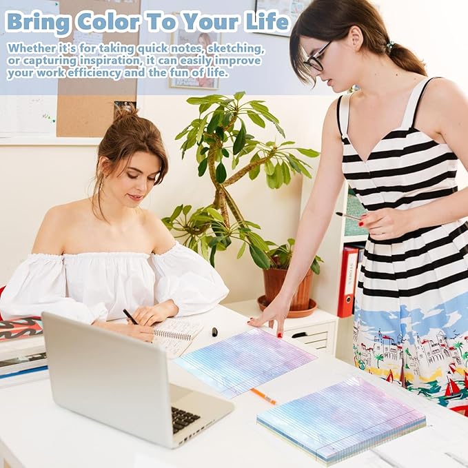 200 Sheets Letter Size Colored Loose Leaf Paper College Ruled For 3-Ring Binder 8.5" × 11" Colored Lined Filler Notebook Paper College Ruled Notepad 3-Hole Punched Watercolor 80gsm For School Office