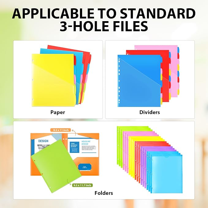 WOT I 4-Pack Telescoping 3 Ring Binder(0.75"), Expandable Flexible Binder - Patented Design for Easy Portability, Holds 8.5"x11" Paper, for School, Office&Home Organization(Blue+Pink+Green+Red)