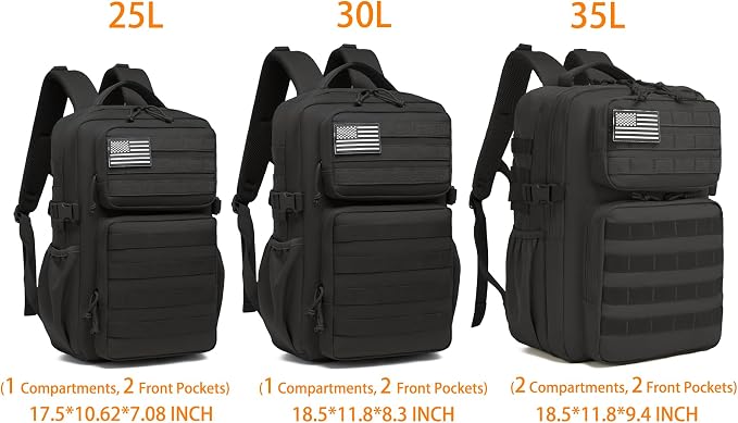 Wotony Military Tactical Backpack for Men Waterproof Daypack 3 Day Assault Pack Molle Bag with Water Bottle Holder