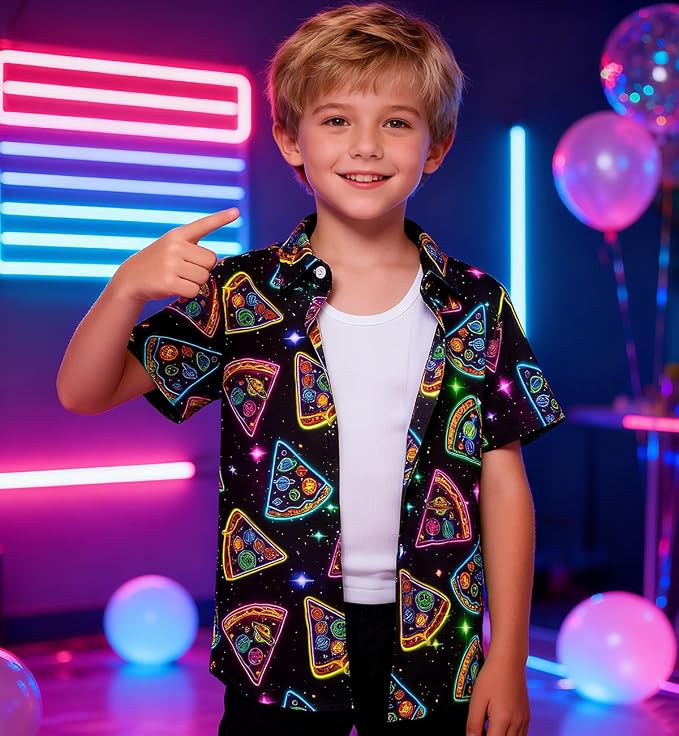 Enlifety 2-10T Kids Hawaiian Shirt Boys Short Sleeve Button Down Shirts Hawaii Summer Casual Blouse
