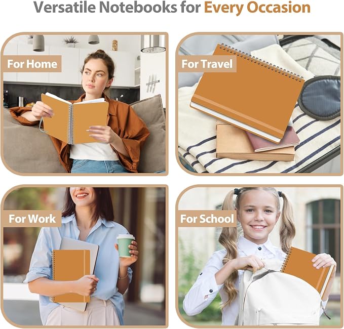 A5 Lined Spiral Journal Notebook, 146 Pages Hardcover Notebook with 100 GSM Thick Paper, Inner Pocket & Elastic Closure, 5.7" x 7.9", Notebooks for Work, School, College, Office, Journaling & Note Taking