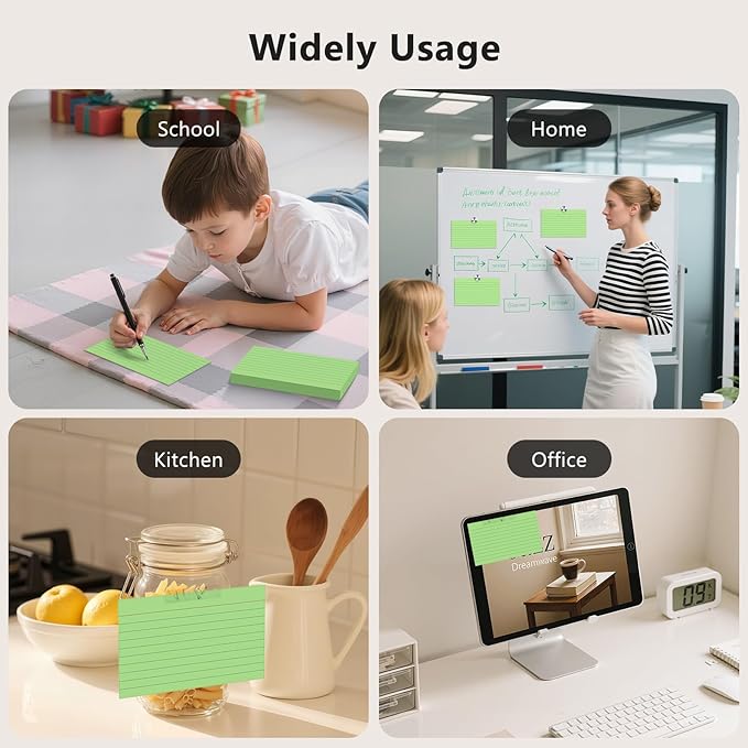 250 Count Index Cards 3 x 5 Inch, Thick Colored Lined Note Cards Portable Ruled Flash Cards Perfect for Studying and Organizing, Note Taking Study Flashcards for Home, School and Office