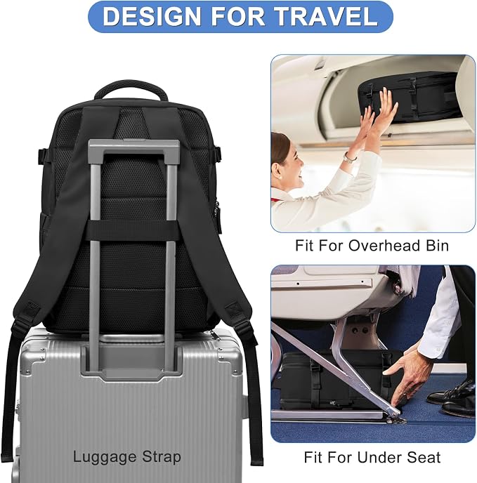 coofay Travel Backpack For Women Airline Approved Carry On Waterproof Sports Luggage Casual Daypack Small Hiking Backpack Black