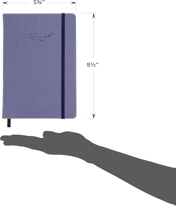 EVERLINEA 5.6” x 8.3” Embossed Lavender A5 Hardcover Notebook, 240 Dotted Pages, Dusty Purple