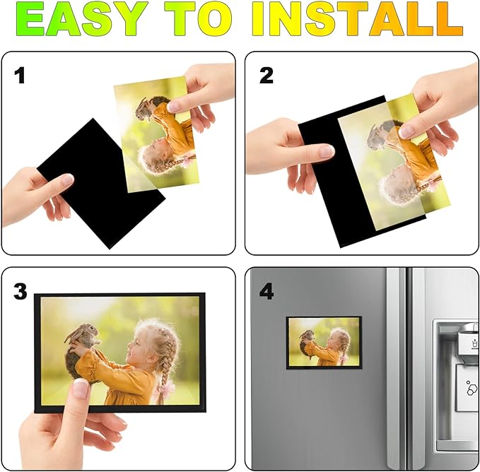 CHUNNIAO 5X7 Magnetic Picture Frame for Fridge-20 Pack,Black Magnets Photo Sleeves