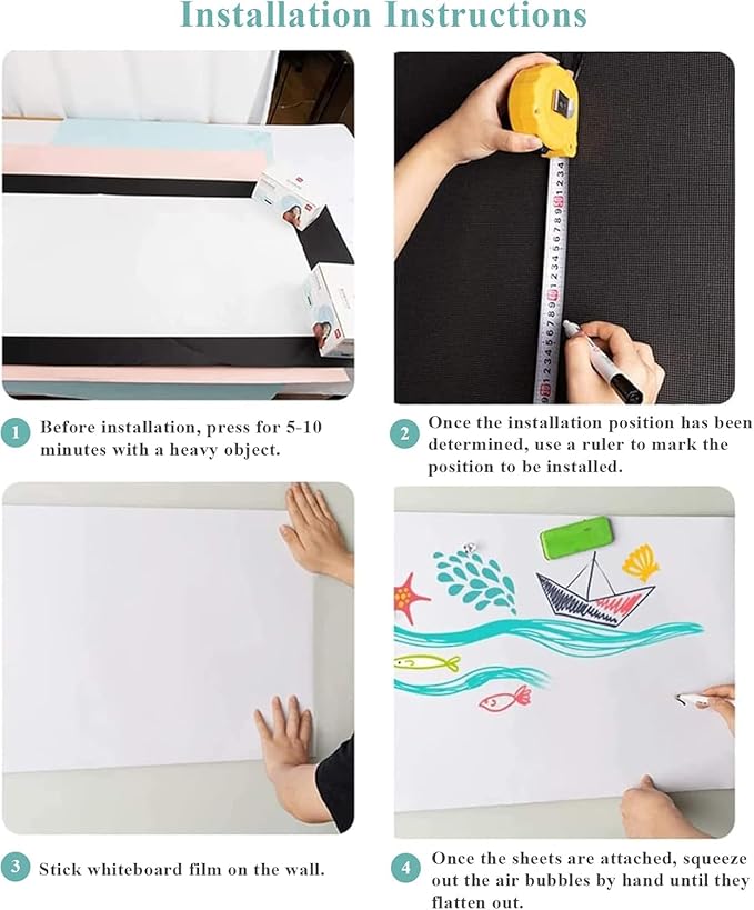 Wide Self-Adhesive Whiteboard Sticker: 40" x 30" Magnet Receptive Dry Erase Wall Decal | No Ghosting Family Planner & Calendar | Peel & Stick Organizer for Home Office