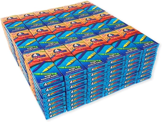 4E's Novelty 144 Boxes of 4 Packs Bulk Crayons for Kids, Non-Toxic Crayons Bulk, Classroom Must Haves, Supplies for Teachers Restaurants Crayon Party Favors Individual Packs