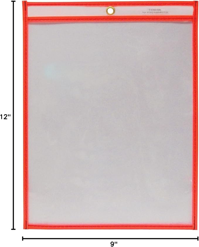 C-Line Reusable Dry Erase Pockets, 9 x 12 Inches, Red(40814-30)