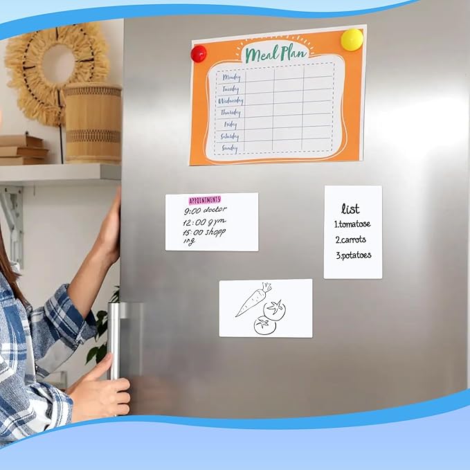 12 Pack Dry Erase Labels Stickers 4x6inch Reusable Dry Erase Labels Small Blank Whiteboard Sticker Removable Reusable Dry Erase Stickers with Pen and Wipe Cloth