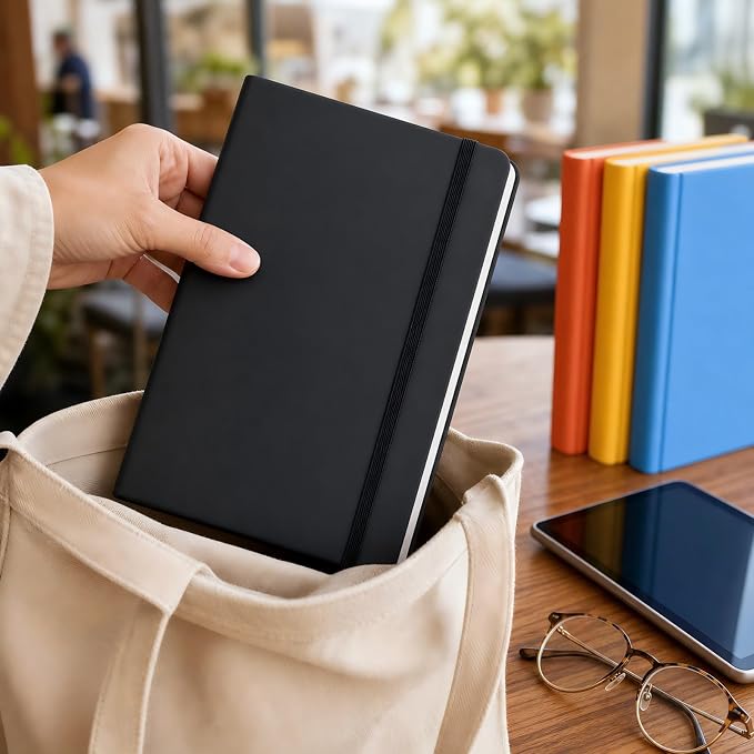 SUIN 6 Pack A5 Hardcover Lined Journal Notebooks, 200 Pages, Navy Blue