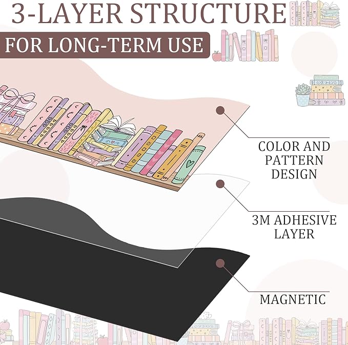 Tellegloww 36 ft Scalloped Magnetic Border Magnetic Border for Whiteboard Bulletin Board Borders Reusable Rolled Borders Trim for Office Chalkboard(Colored Books)