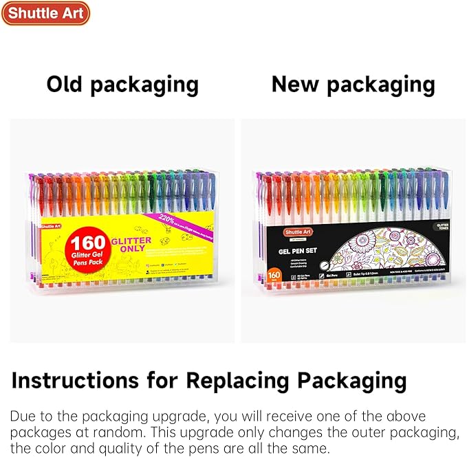 Shuttle Art 160 Pack Glitter Gel Pens, 80 Colors Glitter Gel Pens Set with 80 Refills for Adults Coloring Books Drawing Crafts Scrapbooking Journaling