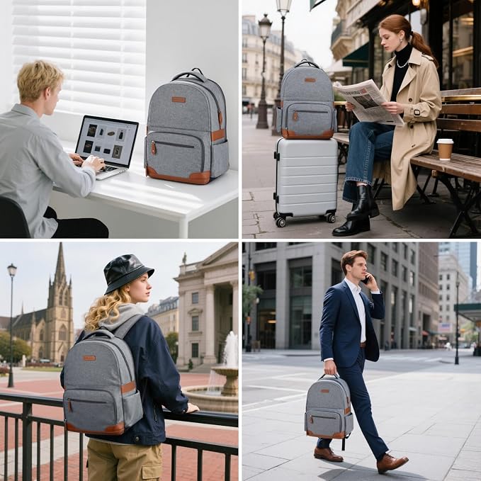 RealCool 15.6-17.3" Laptop Backpack, 31L Water Resistant Travel Bag | Independent frame opening, lightweight ,multi-compartments, ergonomic padded straps, luggage belt, for School,Business Trip