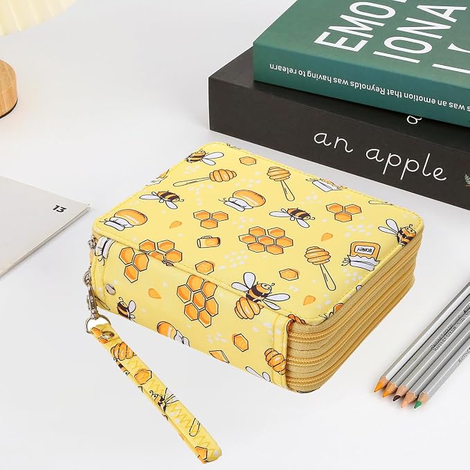 72 Slots Pencil Case Organizer w/Removal Handle Strap | 3-Layer Zipped Pencils Box Large for Colored Pencils Watercolor Pencils for Office and Travel for Artist