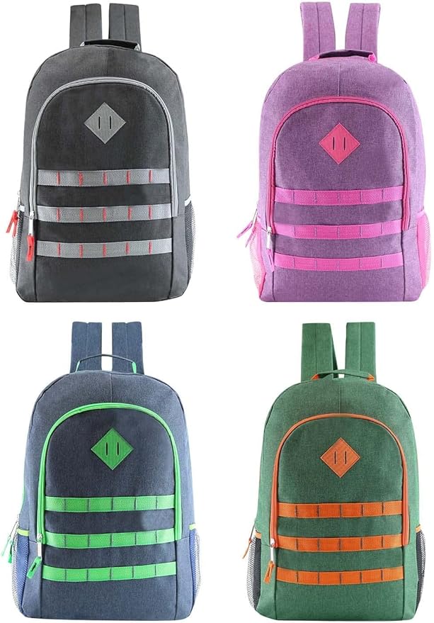 6-Pack 19” Sport Backpacks with 52 Piece School Supplies Kits - Pens, Pencils, Crayons – Bulk Bundle for Elementary, Middle, and High School Students, 6 Assorted Styles