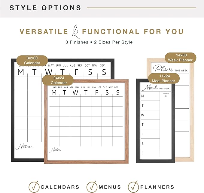 MCS Dry Erase Weekly Planner 11x24 Natural Framed Calander Whiteboard for Wall, Plan Your Week with Family Weekly Planner for Dinners, Sports, Events & More