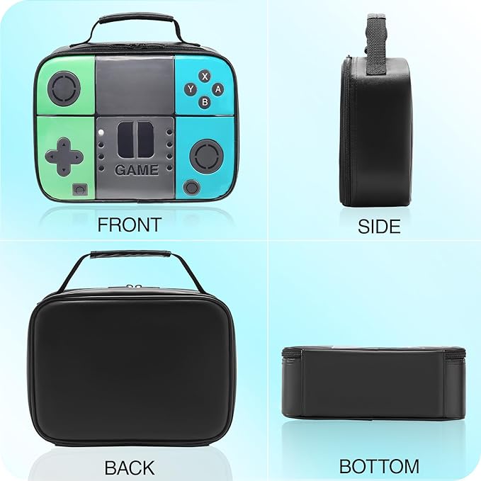 Kids Lunch Box for Boys,Game Console Insulated Lunch Bag for Kids,Leather Lunchbox for Boys,Waterproof Leakproof Portable Fits Most Bento Boxes