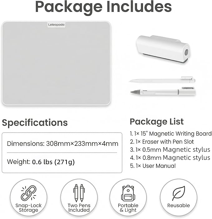15-inch Magnetic Erase Writing Board White Board Requiring No Consumables, Suitable For Offices, Cleanrooms, And Eco-Friendly Homes. Features A Paper-Like Texture And Requires No Electricity