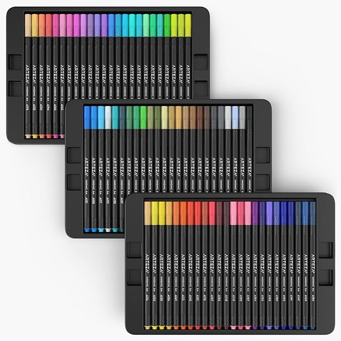 ARTEZA Inkonic Fineliners Pens, Set of 72, 0.4 mm Fine Tip Markers, Water-Based Art Pens for Drawing, Sketching, Journaling, Calligraphy