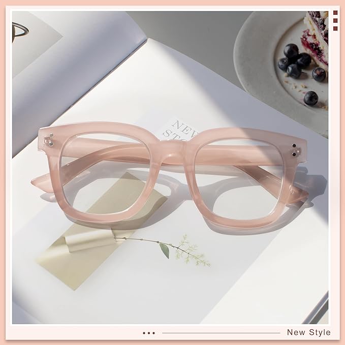 Madison Avenue Blue Light Blocking Glasses Oversized Fashion Blue Light Glasses for Women Anti Eyestrain & UV Protection Computer Eyeglasses (Nude Pink)