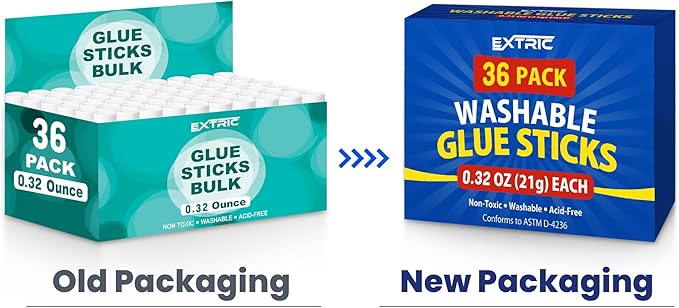 Glue Sticks Bulk Classroom, White Glue Sticks for Kids 36 Count, 0.32 Ounce, Washable All Purpose, for Kids, School and Home