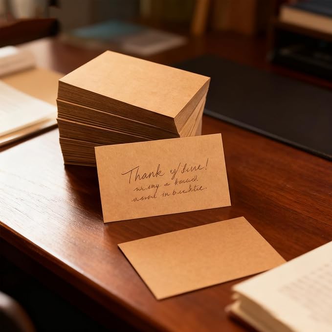 Bercoor 300 Pack Blank 3 x 5 Inch Index Cards, Heavy Study Cards, Note Cards for Office, School Learning, Kraft Paper