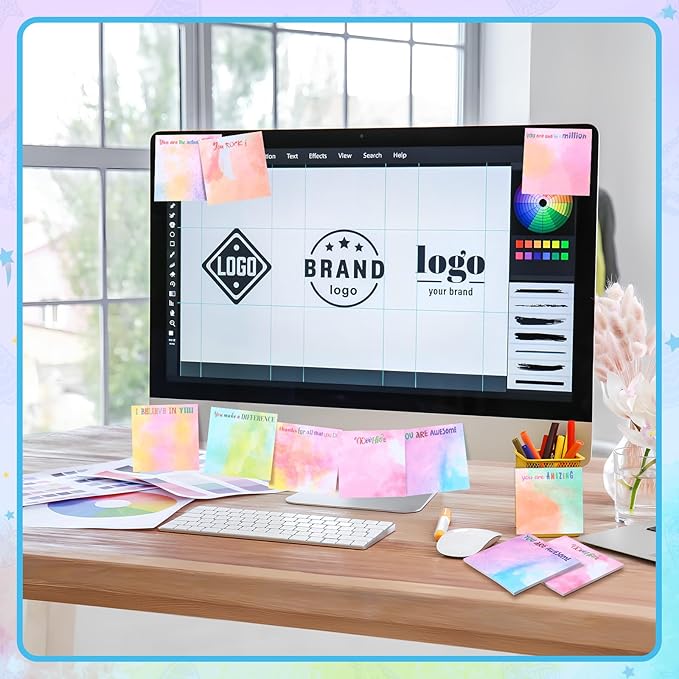 Yinder 24 Pcs Inspirational Sticky Notes Cute Motivational Sticky Notes Pad End of Year Employee Appreciation Gifts Bulk for Teacher Nurse Coworkers Office Supplies 3 x 3'' (Thank You,Water Color)