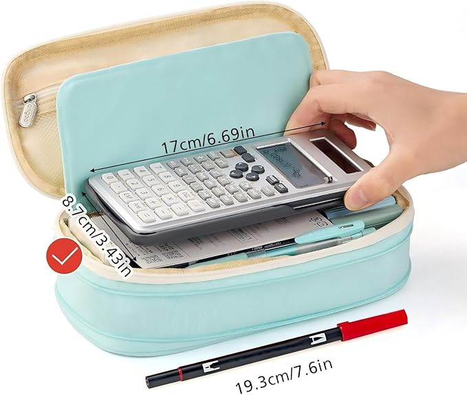 EASTHILL Big Capacity Pencil Pen Case Office College School Large Storage High Capacity Bag Pouch Holder Box Organizer Blue (Cyan)