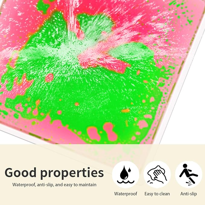 Liquid Sensory Floor Tiles for Kids: 12x12 Inch Active Play Mats for Kids Non-Toxic Leakproof - Non-Slip 9 Color-Changing Pads Stress Relief & Motor Skills Toys