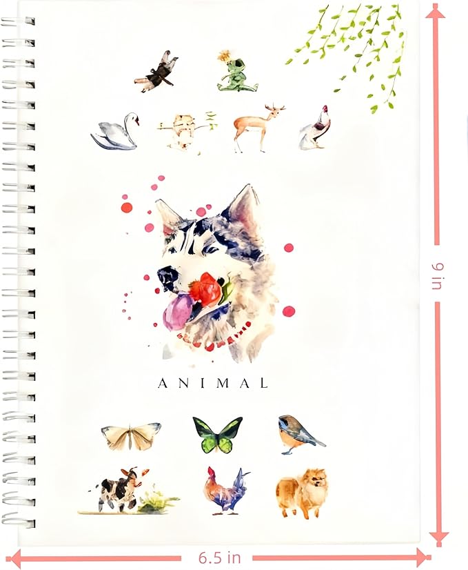 48 Colors Watercolor Book with Paint,Beginner Watercolor Workbook Kit, Watercolors Workbook (Animal -48 Colors)