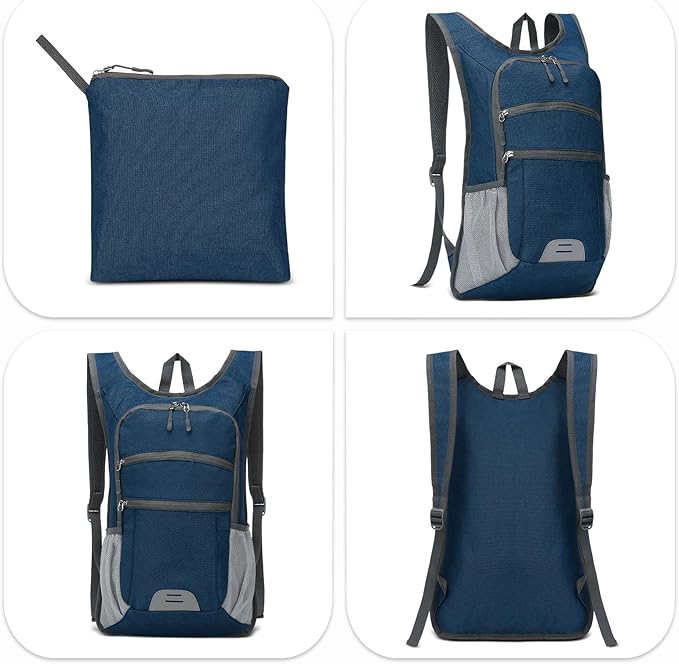 20L Lightweight Hiking Daypack, Foldable Travel Packable Backpack for Men Women for Cycling Camping Outdoor (Dark Blue)