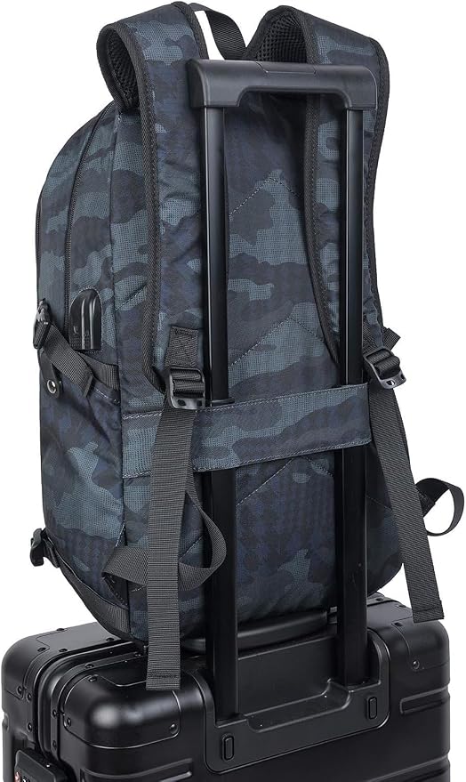 Tzowla Travel Laptop Backpack Water Resistant Anti-Theft Bag with Giant Tumbler Holder Pocket and Lock 17.3 Inch Computer Business Backpacks for Women Men Work College Gift,Casual Daypack(BlueCamo)