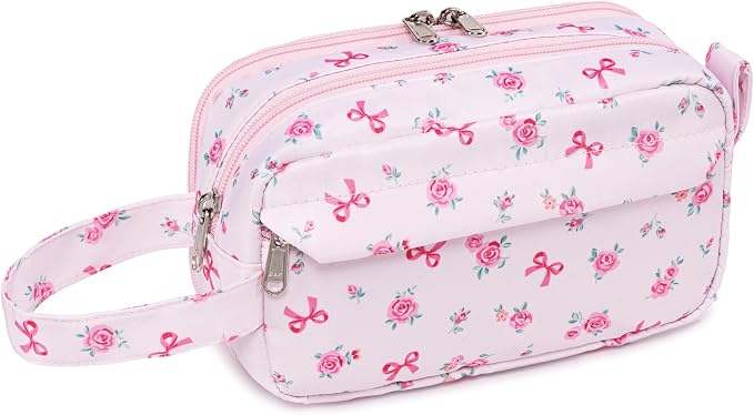 CAMTOP Large Capacity Pencil Case for Boys Girls, Cute Pencil Pouch with Multiple Compartments for Kids, Pencil Box, Pencil Bag for School, Class, Trip (Pink Bow)