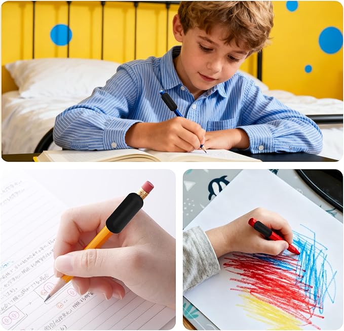 5-Pack 1 Ounce Silicone Pencil Grips, Handwriting Aid for Kids & Seniors with Special Needs, Dysgraphia Tools & Ergonomic Writing Assist