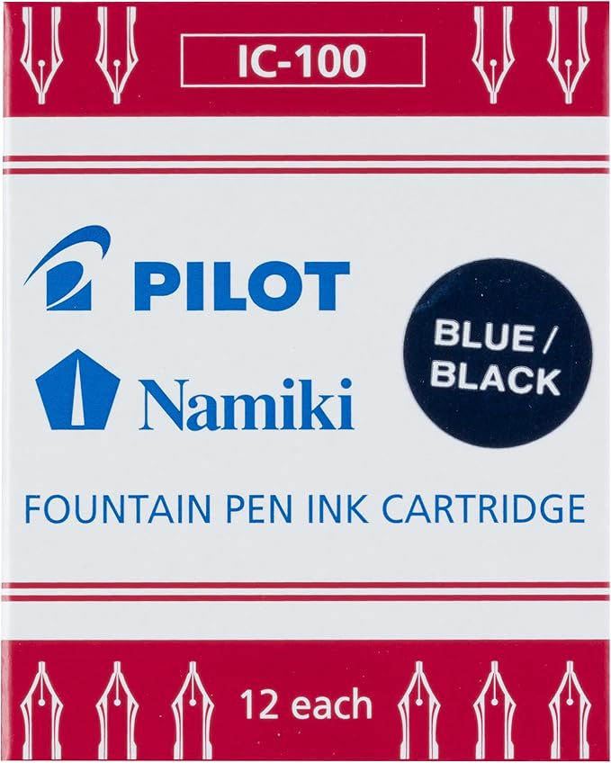 PILOT Namiki IC100 Fountain Pen Ink Cartridges, Blue/Black, 12-Pack (69102)