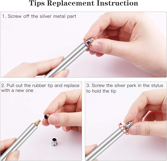 METRO Stylus Pen for Touchscreen - High Sensitivity Capacitive Switch Stylus Fiber Tips 2 in 1 Universal Stylus Pens for iPad iPhone Tablet Android Chromebook Switch 2 All Touch Screens (8 Extra Tips)