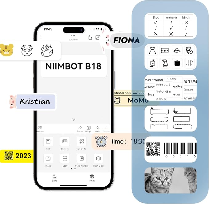 NIIMBOT Thermal Transfer Labels 0.55''x1.18'', Only for N1(B18) Label Maker | 14mmx30mm, 190 Labels/Roll, PET Material, Waterproof and High-Temperature Resistance, Long Storage Time, Black