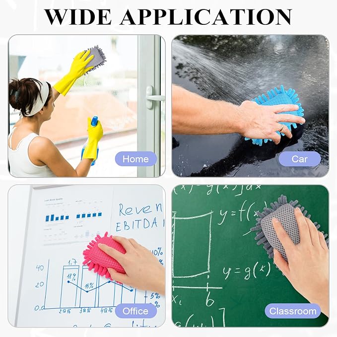 4 Pcs Microfiber Shag Whiteboard Erasers, Dry Erase Board Erasers, Shag Washable Dry Eraser for Markers, Chalk, Home, Classroom Office Supplies (Grey)