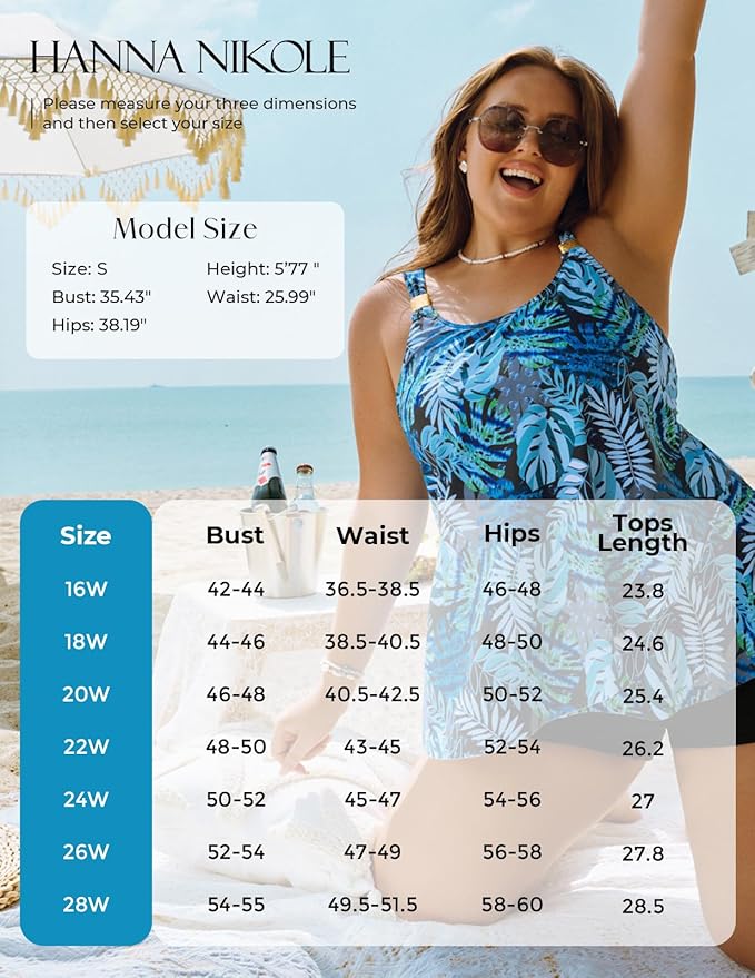 Hanna Nikole Womens Tankini Swimsuits 2 Piece Bathing Suit Flowy Ruffle Tankini Tops with Swim Shorts