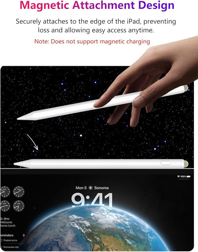 Pencil for iPad 9th&10th Generation: 15 mins Fast Charge for Apple Pencil 1st Generation, iPad Pen Compatible with 2018-2025 Apple iPad Pro 11"/12.9"/M4, Air 3/4/5/M2/M3,Mini 5/6