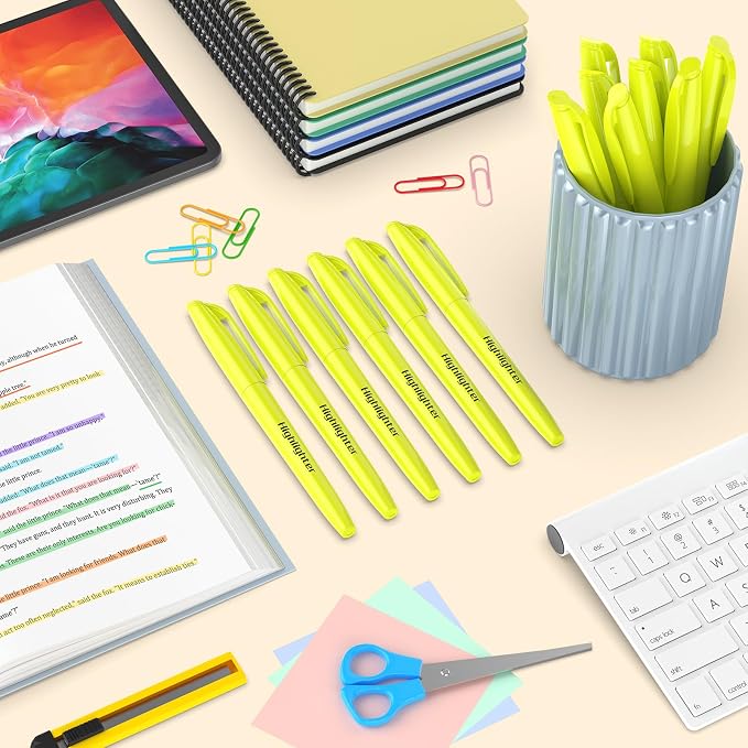 48 Count Yellow Highlighters Bulk - Chisel Tip, No Bleed & Quick Dry, Ideal for Note Taking, Studying, School, Office, Student & Teacher Supplies
