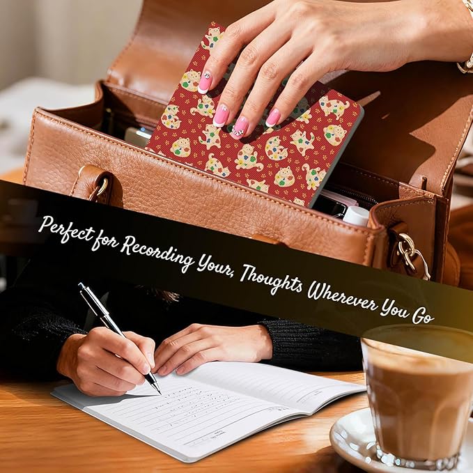 Stitched Composition Notebooks 2-Pack with Unique Art Designed Cover, A5 Lined Diary (8.2"L*5.5"W), Lay Flat Design, Thicked Paper Writes Smoothly for School and Office (Lucky Cat)