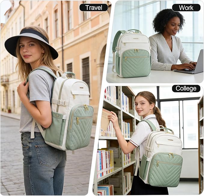 VANKEAN 17.3 Inch Laptop Backpack for Women Large Capacity | Waterproof Backpacks Stylish Travel Bags Casual Daypacks for College, Business