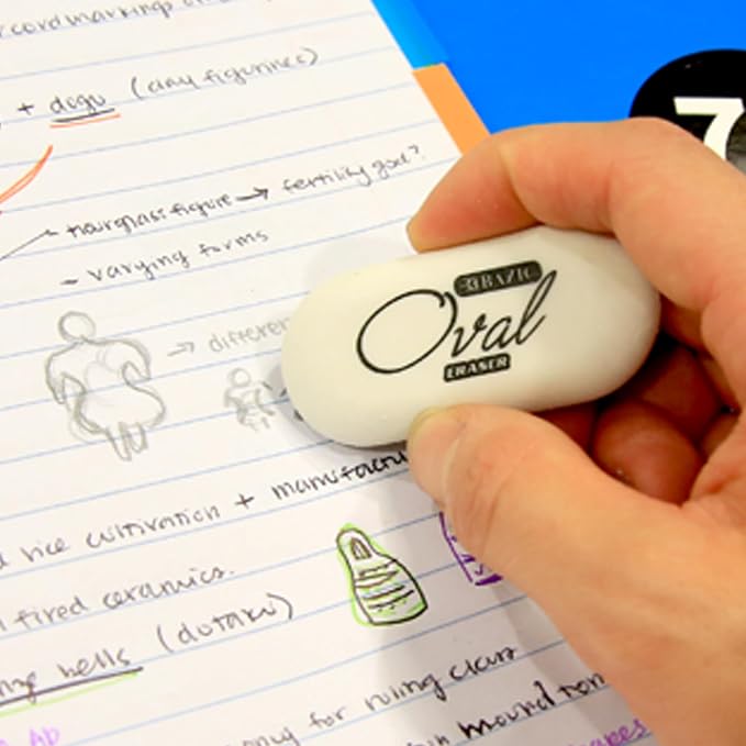 BAZIC Products White Oval Erasers, Latex-Free, PVC-Free, 4 Count, 24-Box