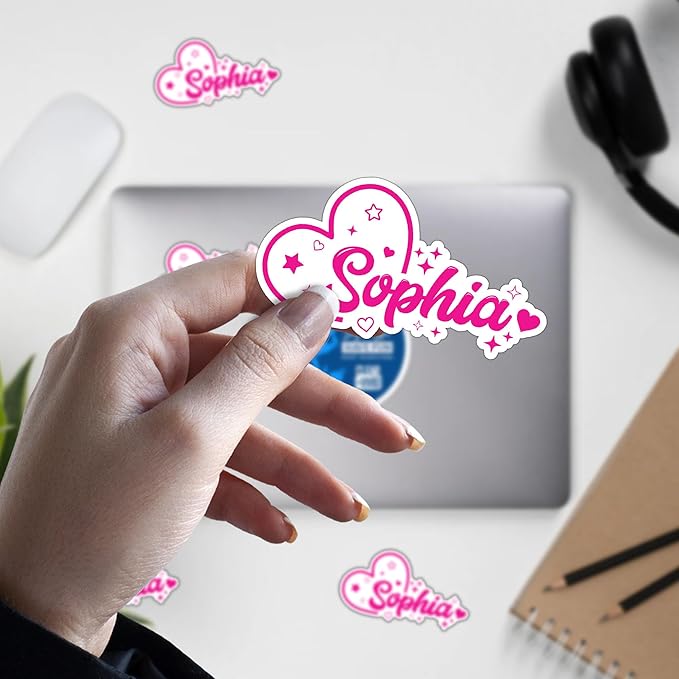 Custom Name Sticker Personalized Name with Heart Decal Customized Lover Die-Cut Waterproof Vinyl Sticker for Water Bottle, Laptop, Tumbler, Phone Case, Cup, Helmet, Cars