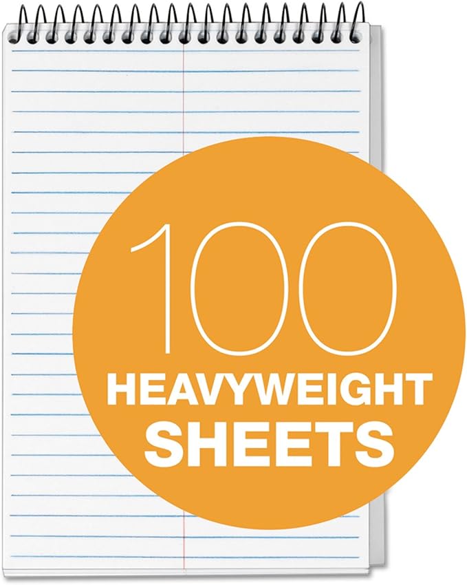 Tops Docket Gold Steno Book, 6" x 9", Gregg Rule, Clear Poly Cover, 100 Sheets (99708)