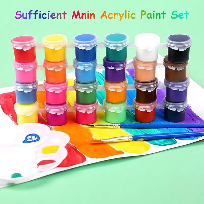 420Pcs Mini Acrylic Paint Set, 30 Pack Washable Paint Strips Kit with 60 Painting Brushes, 12 Colors Bulk for Beginners Adults Painting Craft